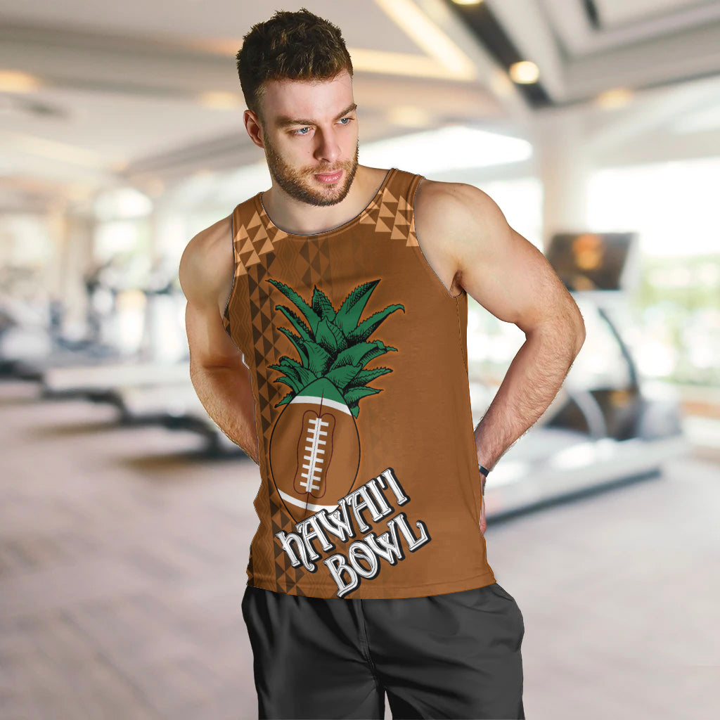 Custom Hawaii Honolulu Bowl Men Tank Top With Kakau Tribal Pattern LT9 Brown - Polynesian Pride