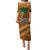 Custom Hawaii Honolulu Bowl Puletasi With Kakau Tribal Pattern LT9 Long Dress Brown - Polynesian Pride