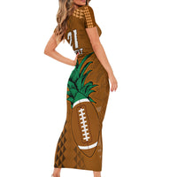 Custom Hawaii Honolulu Bowl Short Sleeve Bodycon Dress With Kakau Tribal Pattern LT9 - Polynesian Pride