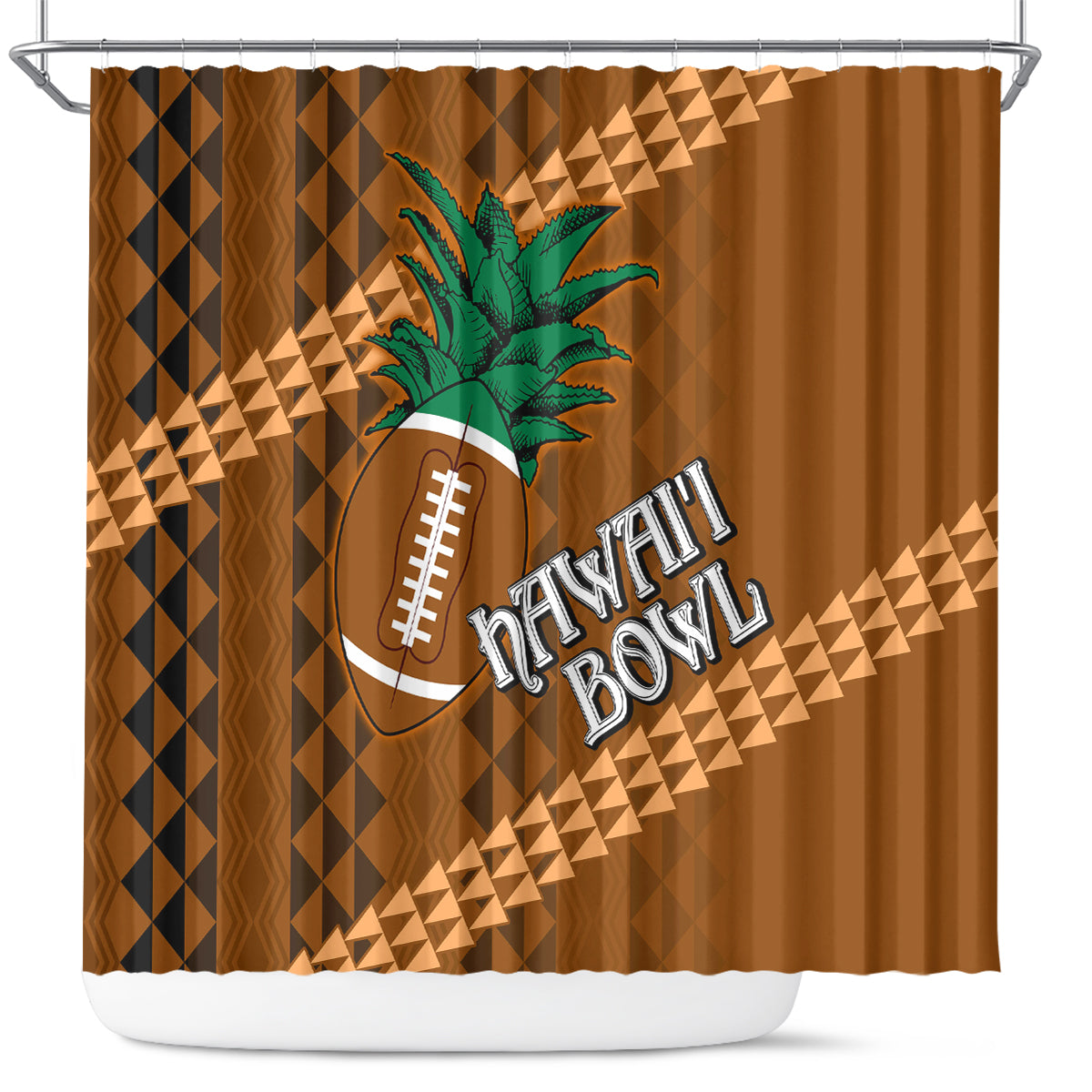 Custom Hawaii Honolulu Bowl Shower Curtain With Kakau Tribal Pattern LT9 Brown - Polynesian Pride