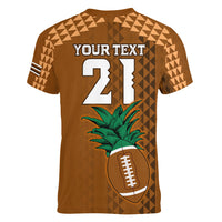 Custom Hawaii Honolulu Bowl Women V Neck T Shirt With Kakau Tribal Pattern LT9 - Polynesian Pride