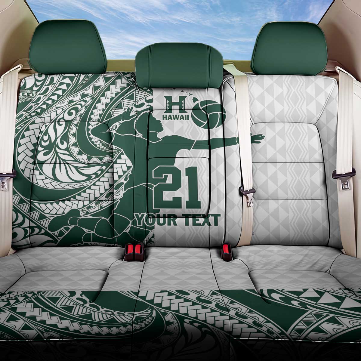 Polynesian Hawaii Volleyball Custom Back Car Seat Cover Kakau with Sport Style