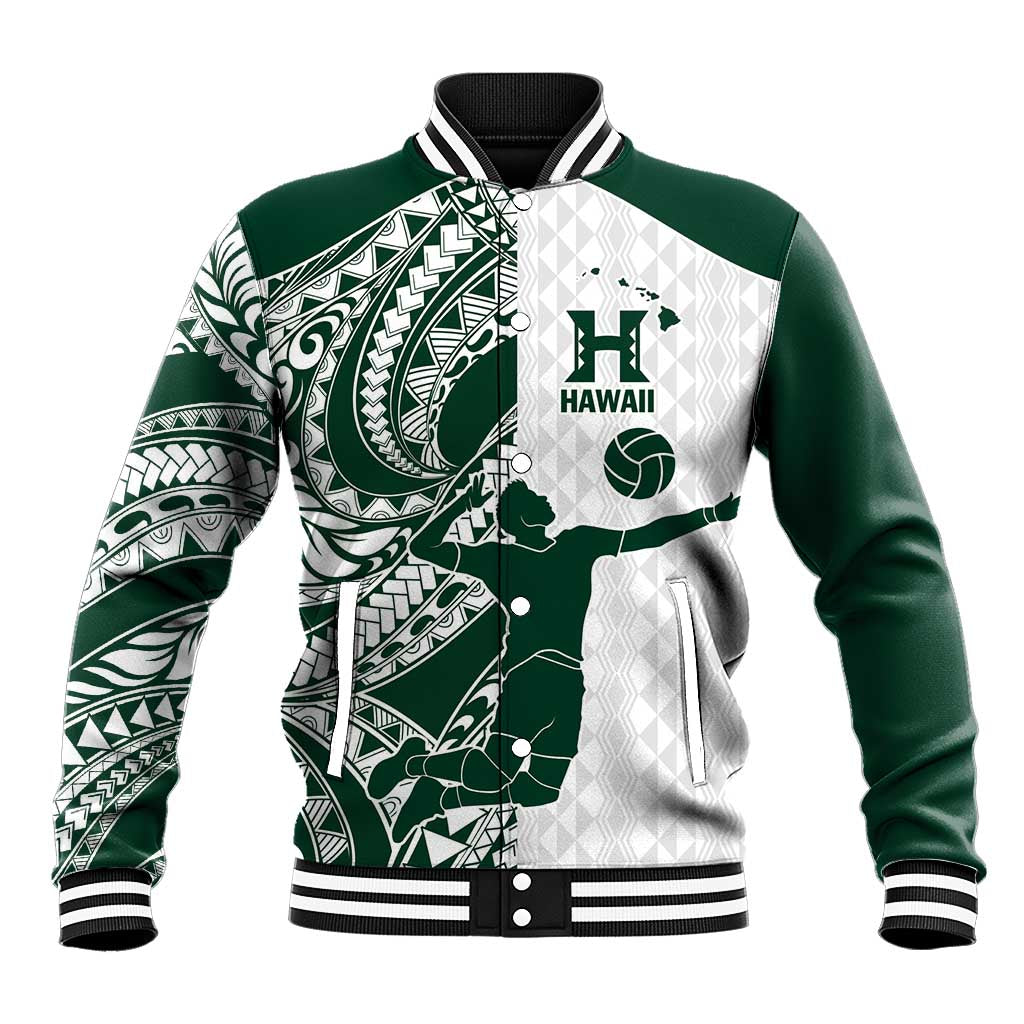 Polynesian Hawaii Volleyball Custom Baseball Jacket Kakau with Sport Style LT9 Unisex White - Polynesian Pride