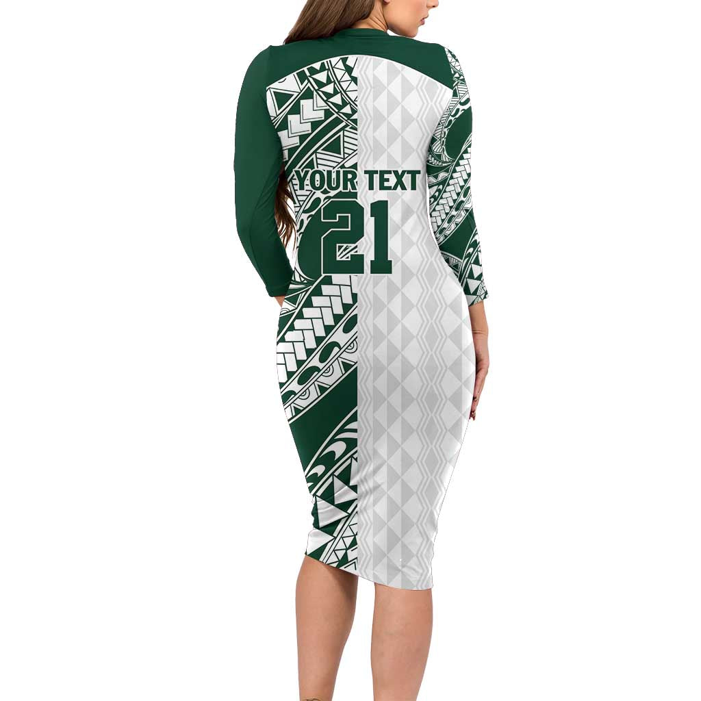 Polynesian Hawaii Volleyball Custom Family Matching Long Sleeve Bodycon Dress and Hawaiian Shirt Kakau with Sport Style