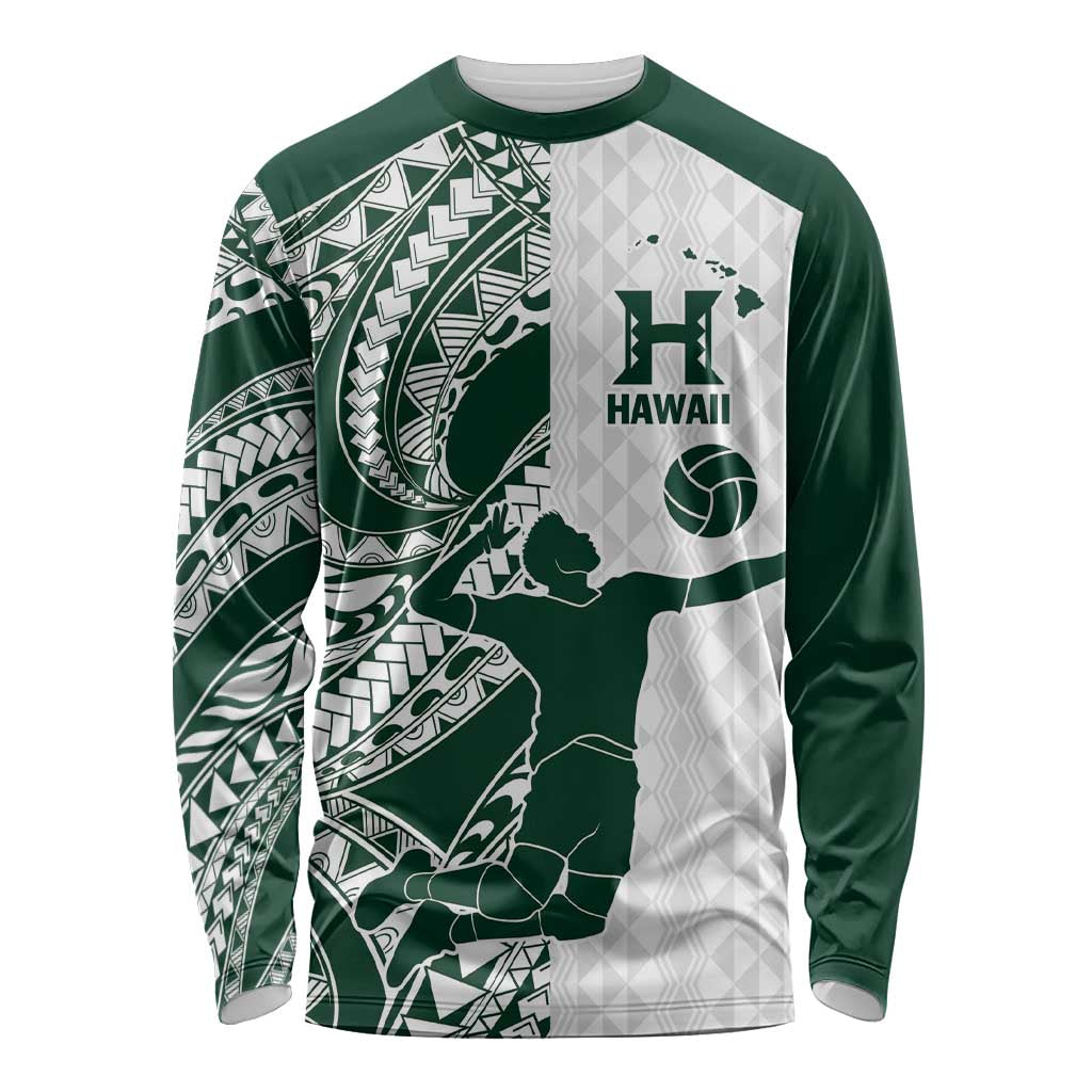 Polynesian Hawaii Volleyball Custom Long Sleeve Shirt Kakau with Sport Style LT9 Unisex White - Polynesian Pride