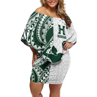 Polynesian Hawaii Volleyball Custom Off Shoulder Short Dress Kakau with Sport Style LT9 Women White - Polynesian Pride