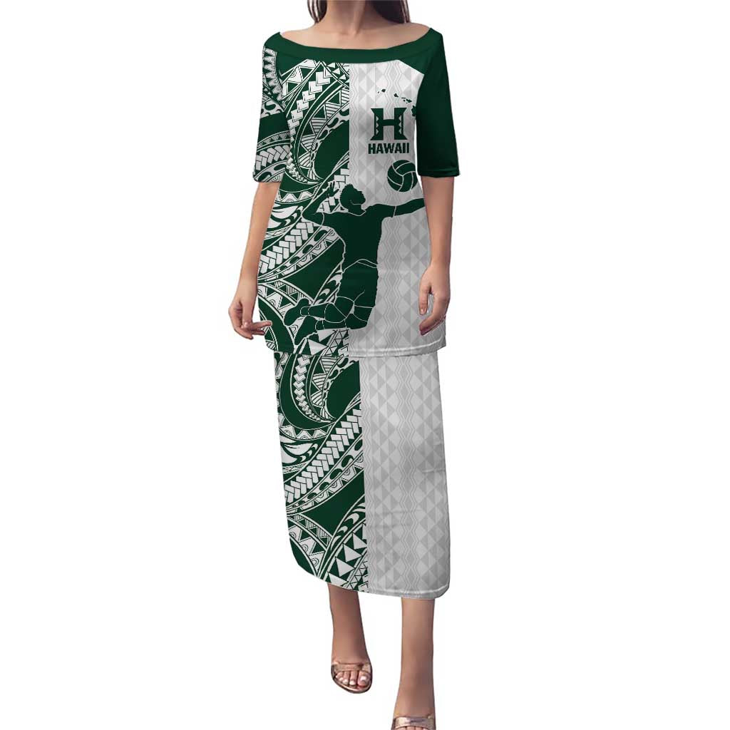 Polynesian Hawaii Volleyball Custom Puletasi Kakau with Sport Style LT9 Long Dress White - Polynesian Pride