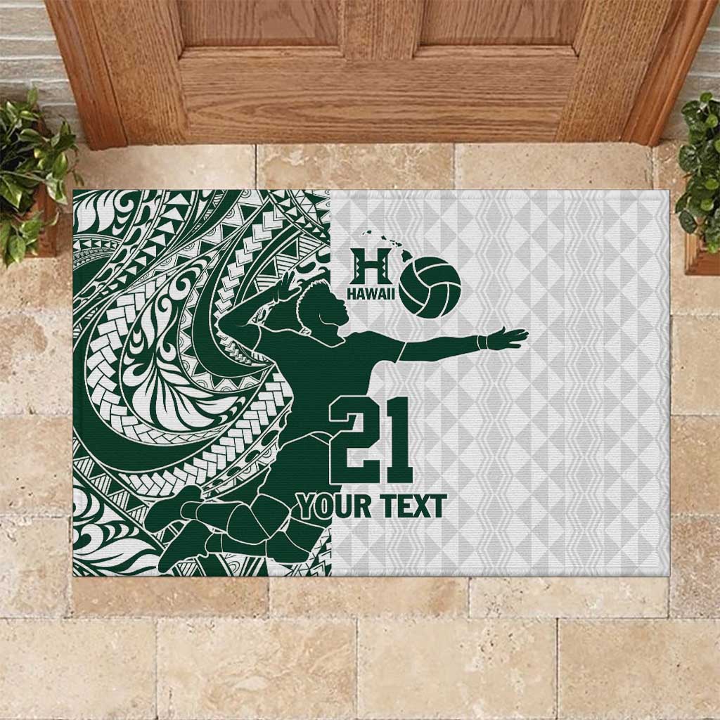 Polynesian Hawaii Volleyball Custom Rubber Doormat Kakau with Sport Style LT9 White - Polynesian Pride