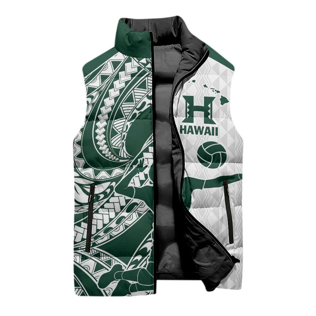 Polynesian Hawaii Volleyball Custom Sleeveless Puffer Jacket Kakau with Sport Style - Polynesian Pride