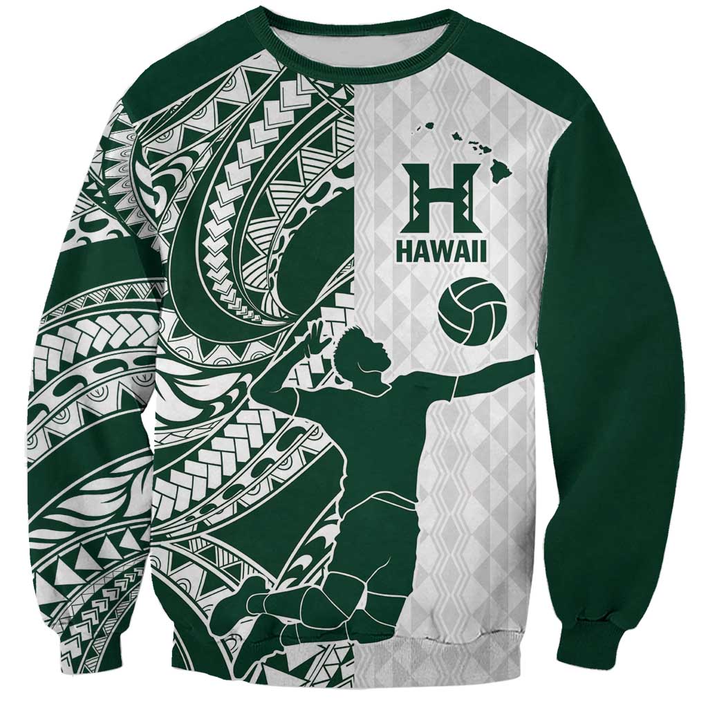Polynesian Hawaii Volleyball Custom Sweatshirt Kakau with Sport Style LT9 Unisex White - Polynesian Pride