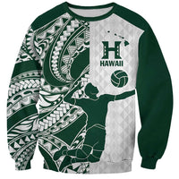 Polynesian Hawaii Volleyball Custom Sweatshirt Kakau with Sport Style LT9 Unisex White - Polynesian Pride