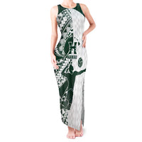 Polynesian Hawaii Volleyball Custom Tank Maxi Dress Kakau with Sport Style LT9 Women White - Polynesian Pride