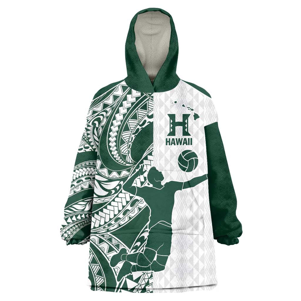 Polynesian Hawaii Volleyball Custom Wearable Blanket Hoodie Kakau with Sport Style LT9 One Size White - Polynesian Pride