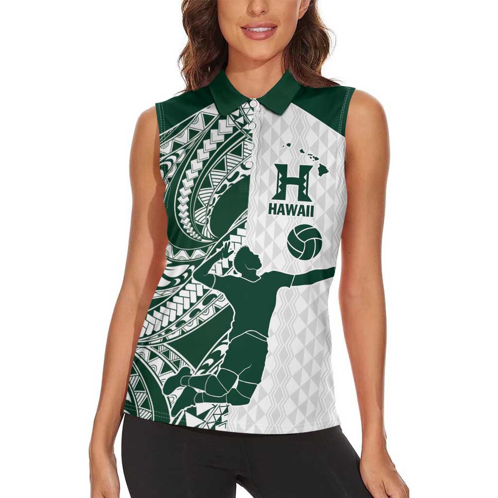 Polynesian Hawaii Volleyball Custom Women Sleeveless Polo Shirt Kakau with Sport Style