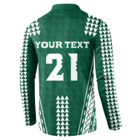 Polynesian Hawaii Volleyball Custom Button Sweatshirt Green Kakau with Map Motif LT9 - Polynesian Pride