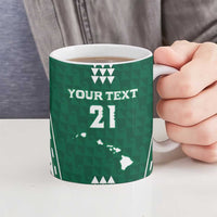 Polynesian Hawaii Volleyball Custom Ceramic Mug Green Kakau with Map Motif - Polynesian Pride