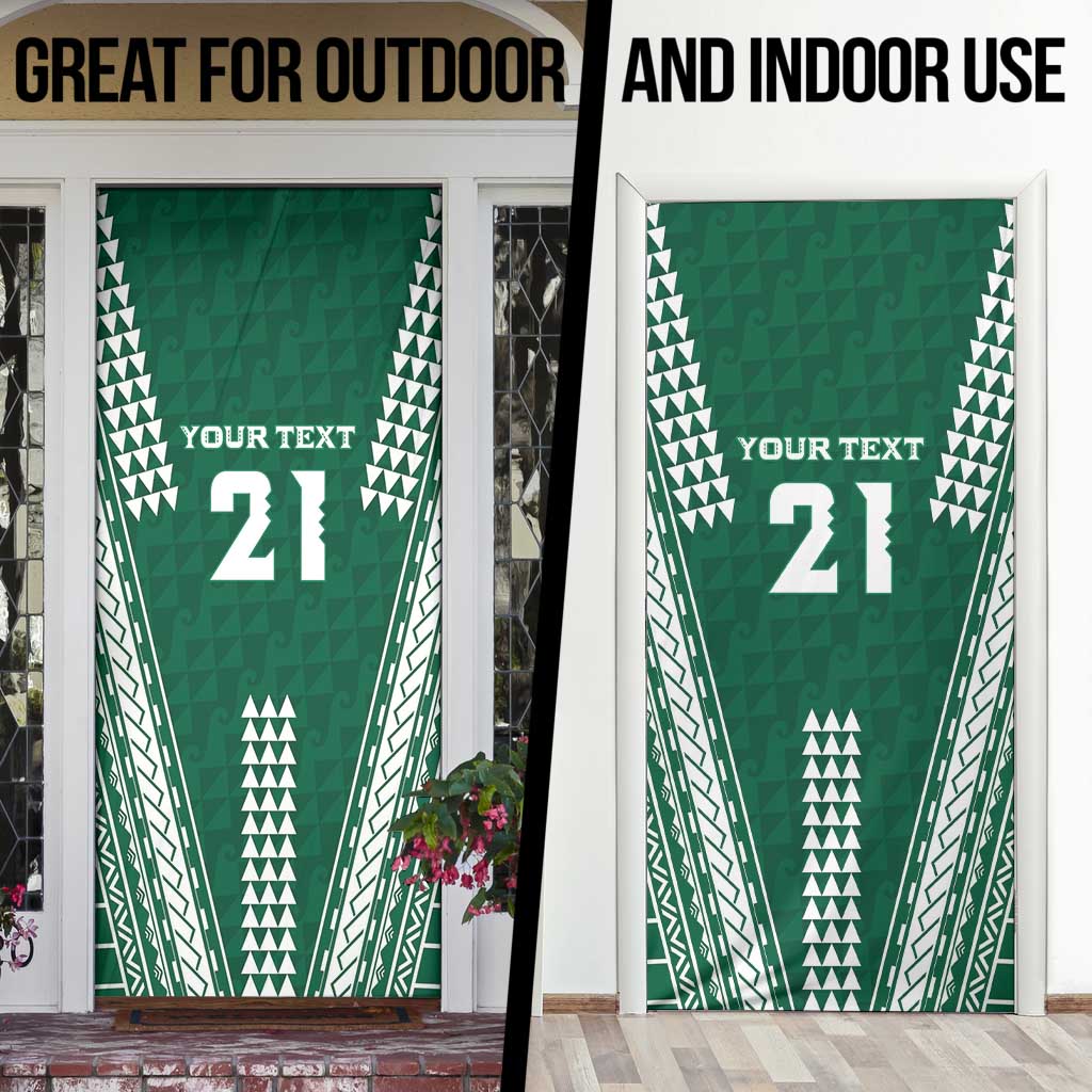 Polynesian Hawaii Volleyball Custom Door Cover Green Kakau with Map Motif - Polynesian Pride