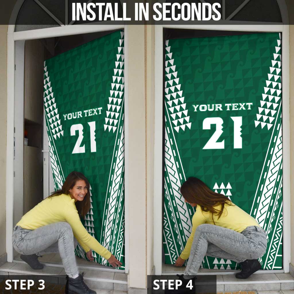 Polynesian Hawaii Volleyball Custom Door Cover Green Kakau with Map Motif - Polynesian Pride