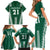 Polynesian Hawaii Volleyball Custom Family Matching Short Sleeve Bodycon Dress and Hawaiian Shirt Green Kakau with Map Motif