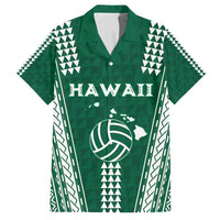 Polynesian Hawaii Volleyball Custom Family Matching Tank Maxi Dress and Hawaiian Shirt Green Kakau with Map Motif