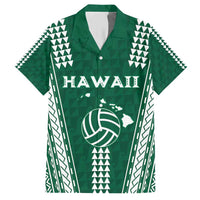 Polynesian Hawaii Volleyball Custom Hawaiian Shirt Green Kakau with Map Motif LT9 Green - Polynesian Pride