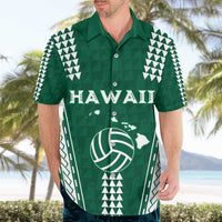 Polynesian Hawaii Volleyball Custom Hawaiian Shirt Green Kakau with Map Motif LT9 - Polynesian Pride