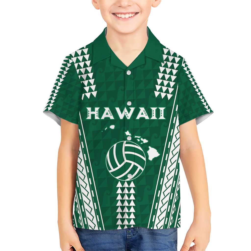 Polynesian Hawaii Volleyball Custom Hawaiian Shirt Green Kakau with Map Motif LT9 - Polynesian Pride