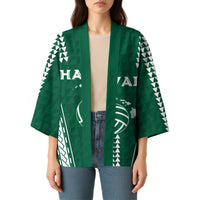 Polynesian Hawaii Volleyball Custom Kimono Green Kakau with Map Motif - Polynesian Pride