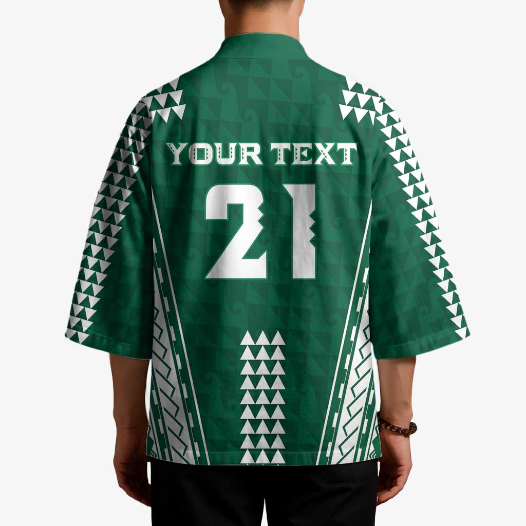 Polynesian Hawaii Volleyball Custom Kimono Green Kakau with Map Motif - Polynesian Pride