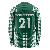 Polynesian Hawaii Volleyball Custom Long Sleeve Shirt Green Kakau with Map Motif LT9 - Polynesian Pride