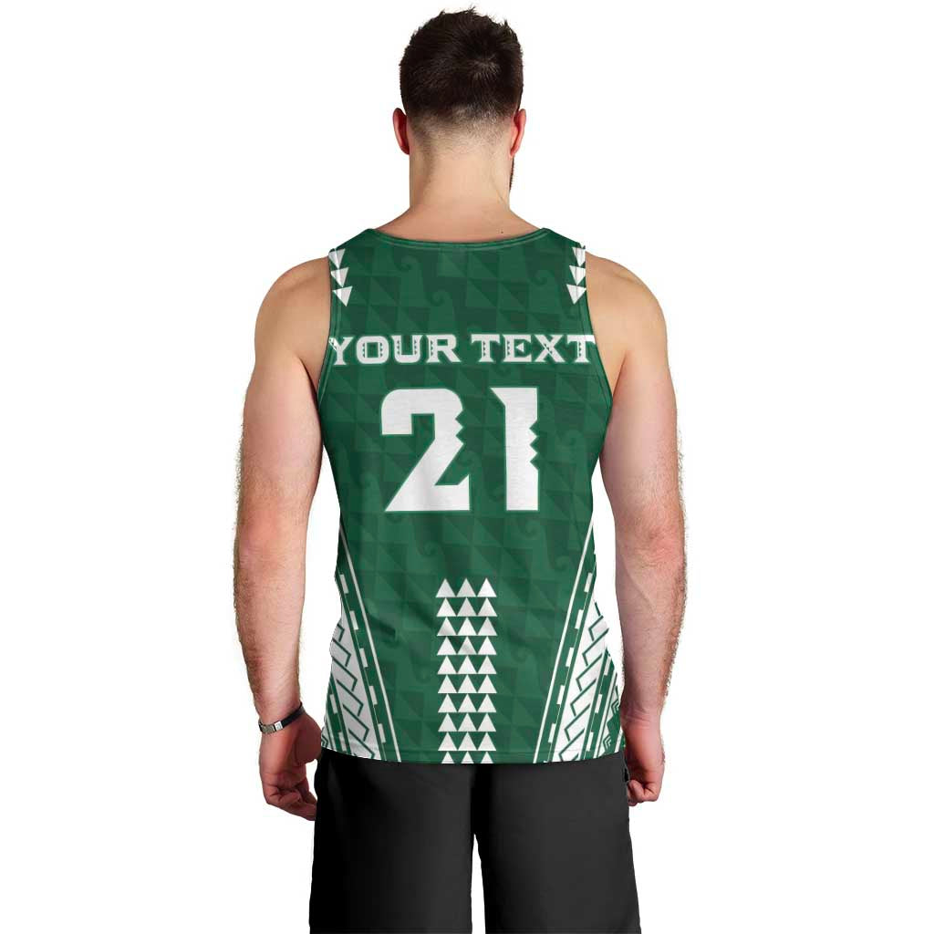 Polynesian Hawaii Volleyball Custom Men Tank Top Green Kakau with Map Motif LT9 - Polynesian Pride