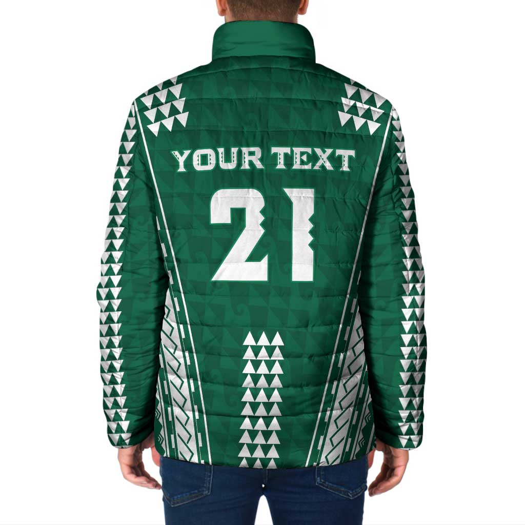 Polynesian Hawaii Volleyball Custom Padded Jacket Green Kakau with Map Motif - Polynesian Pride