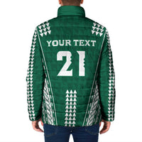 Polynesian Hawaii Volleyball Custom Padded Jacket Green Kakau with Map Motif - Polynesian Pride