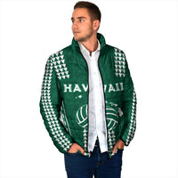 Polynesian Hawaii Volleyball Custom Padded Jacket Green Kakau with Map Motif - Polynesian Pride