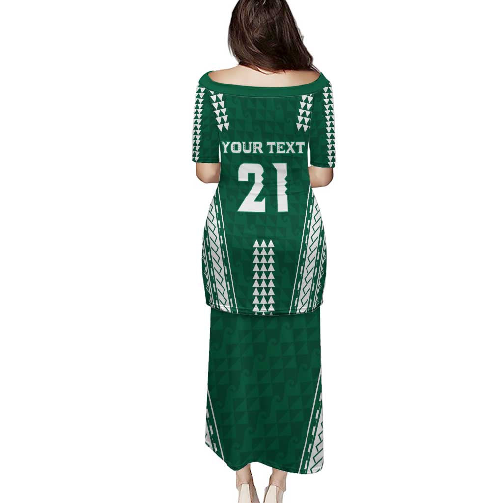 Polynesian Hawaii Volleyball Custom Puletasi Green Kakau with Map Motif LT9 - Polynesian Pride