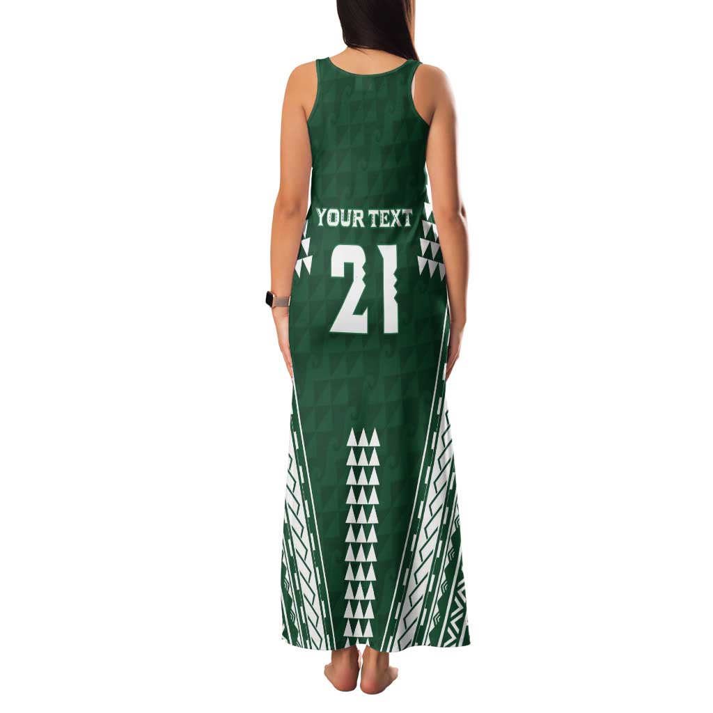 Polynesian Hawaii Volleyball Custom Tank Maxi Dress Green Kakau with Map Motif LT9 - Polynesian Pride