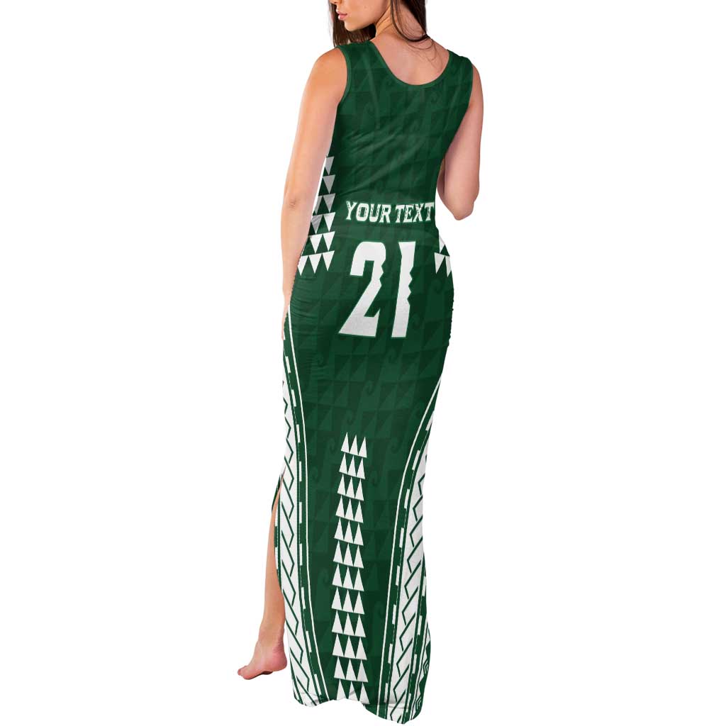 Polynesian Hawaii Volleyball Custom Tank Maxi Dress Green Kakau with Map Motif LT9 - Polynesian Pride