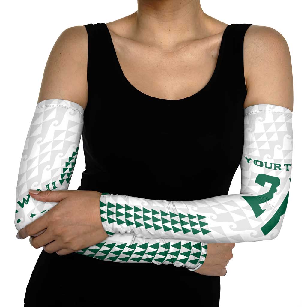 Polynesian Hawaii Volleyball Custom Arm Sleeves White Kakau with Map Motif - Polynesian Pride