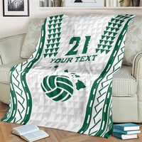 Polynesian Hawaii Volleyball Custom Blanket White Kakau with Map Motif