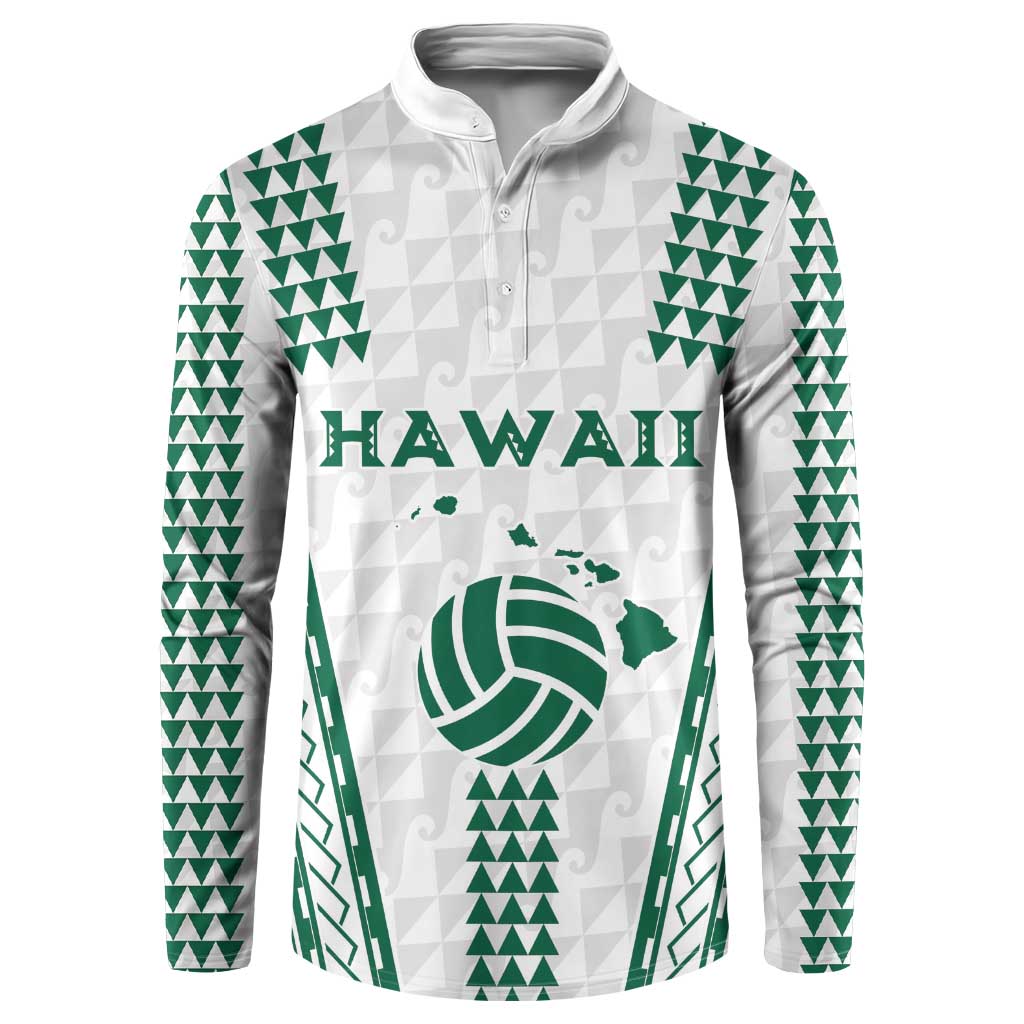 Polynesian Hawaii Volleyball Custom Button Sweatshirt White Kakau with Map Motif LT9 White - Polynesian Pride
