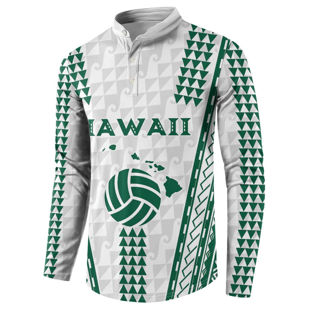 Polynesian Hawaii Volleyball Custom Button Sweatshirt White Kakau with Map Motif LT9 - Polynesian Pride