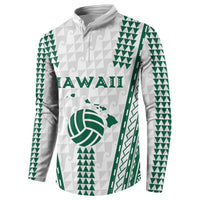 Polynesian Hawaii Volleyball Custom Button Sweatshirt White Kakau with Map Motif LT9 - Polynesian Pride