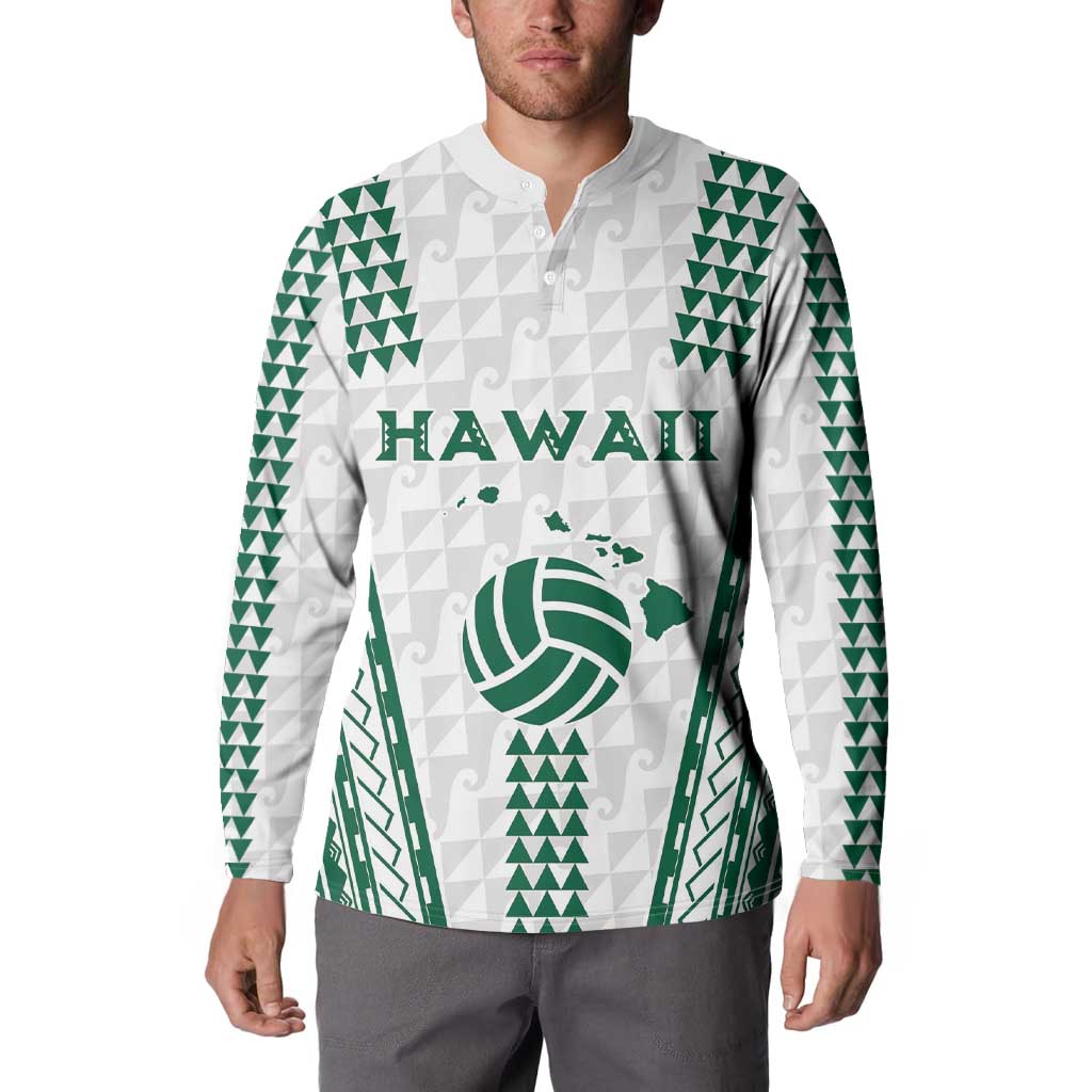 Polynesian Hawaii Volleyball Custom Button Sweatshirt White Kakau with Map Motif LT9 - Polynesian Pride