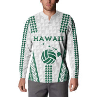 Polynesian Hawaii Volleyball Custom Button Sweatshirt White Kakau with Map Motif LT9 - Polynesian Pride