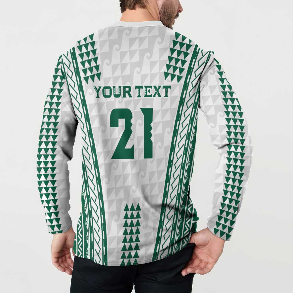 Polynesian Hawaii Volleyball Custom Button Sweatshirt White Kakau with Map Motif LT9 - Polynesian Pride