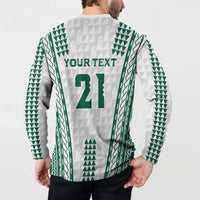 Polynesian Hawaii Volleyball Custom Button Sweatshirt White Kakau with Map Motif LT9 - Polynesian Pride