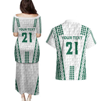 Polynesian Hawaii Volleyball Custom Couples Matching Puletasi and Hawaiian Shirt White Kakau with Map Motif LT9 - Polynesian Pride