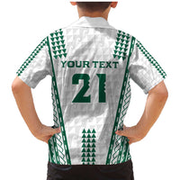 Polynesian Hawaii Volleyball Custom Family Matching Mermaid Dress and Hawaiian Shirt White Kakau with Map Motif