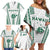 Polynesian Hawaii Volleyball Custom Family Matching Off Shoulder Short Dress and Hawaiian Shirt White Kakau with Map Motif