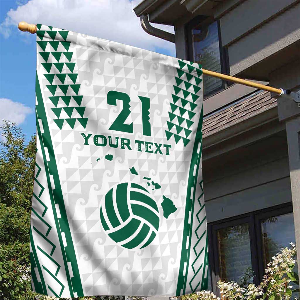 Polynesian Hawaii Volleyball Custom Garden Flag White Kakau with Map Motif